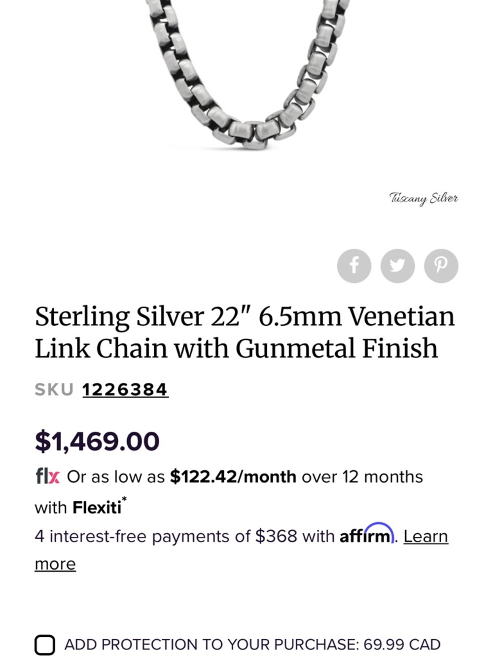 Charm Diamond Centres Venetian Link Necklace in Gunmetal Silver Tone